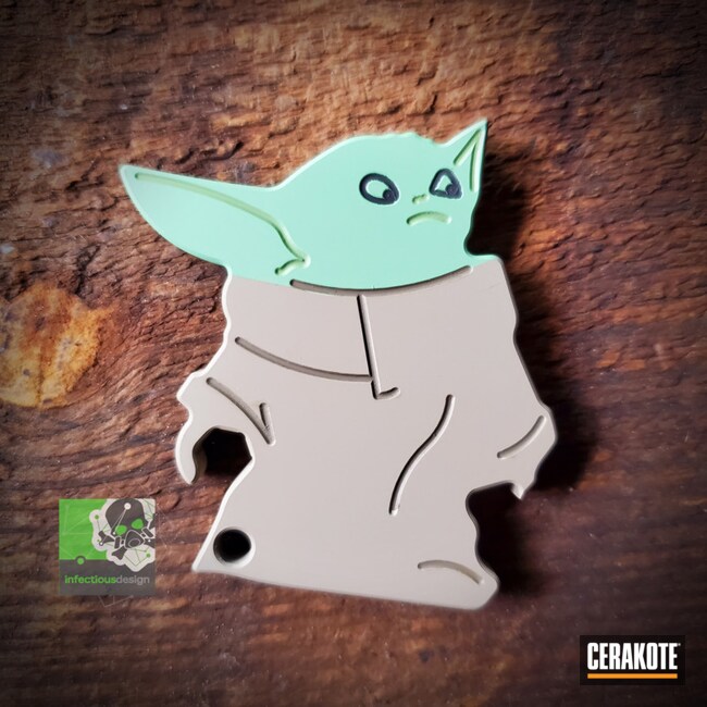 Cerakoted Baby Yoda Bottle Opener In H-175 And H-226