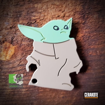 Cerakoted Baby Yoda Bottle Opener In H-175 And H-226
