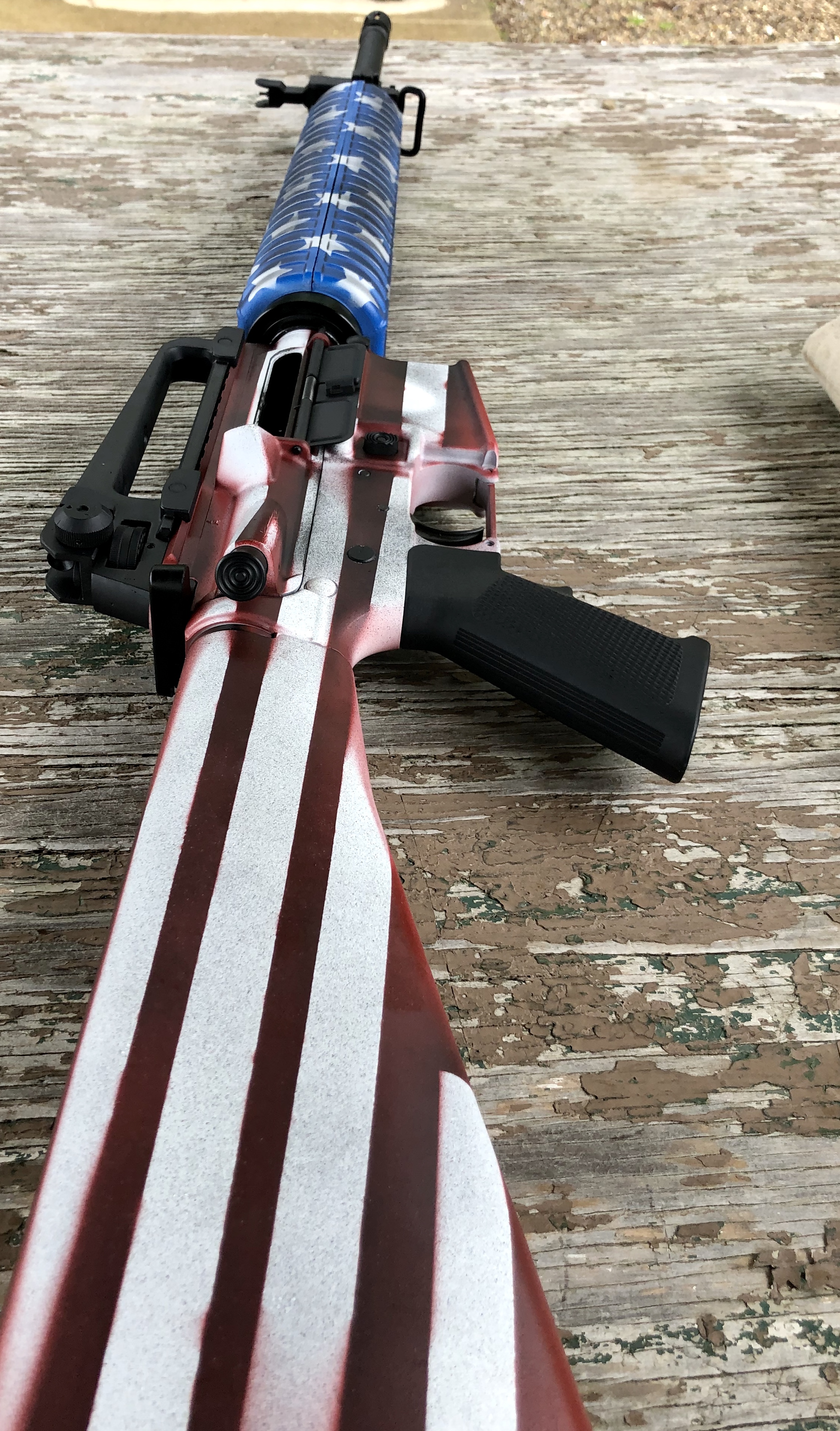 Colorful Rifle American Flag Themed Rifle with Crimson, Bright White, NRA Blue and ...
