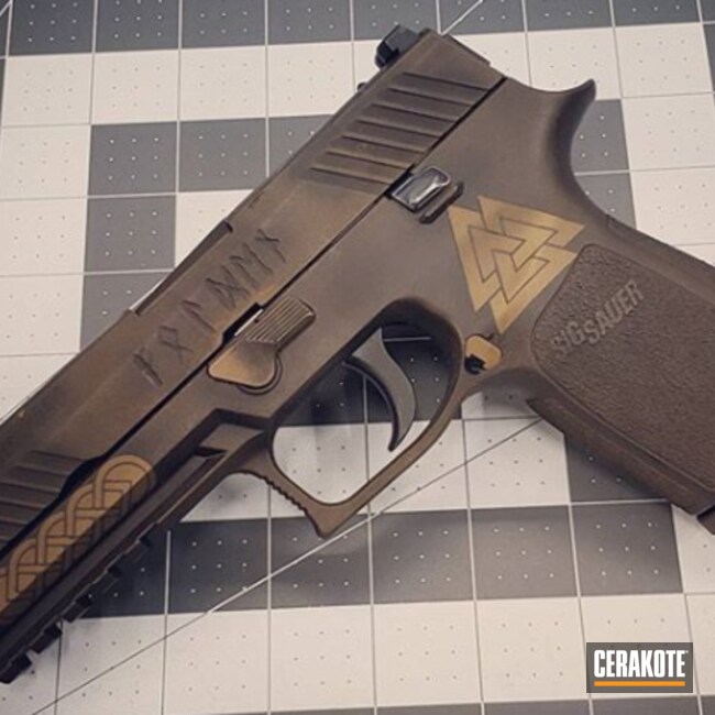 Cerakoted Viking Themed Sig P320 In H-146 And H-148