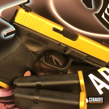 Powder Coating: 9mm,Glock,Two Tone,S.H.O.T,Pistol,Gold H-122,Glock 19
