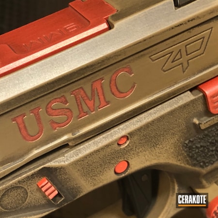 Powder Coating: 9mm,Graphite Black H-146,USMC,S.H.O.T,HABANERO RED H-318,Pistol,Glock 17,MAGPUL® FLAT DARK EARTH H-267