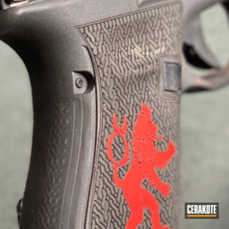 Powder Coating: Laser Engrave,Glock 44,Glock,S.H.O.T,Pistol,.22,USMC Red H-167,Custom Glock,Laser Stippled