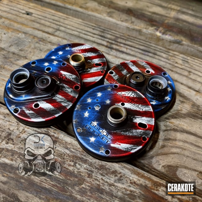 American Flag Abu Garcia Ambassador ROCKET 6500C coated in Graphite Black  and Smith & Wesson® Red