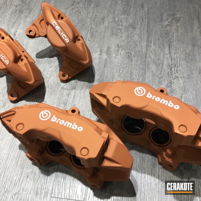 Custom Brembo Brake Calipers in Satin Aluminum and Copper Suede