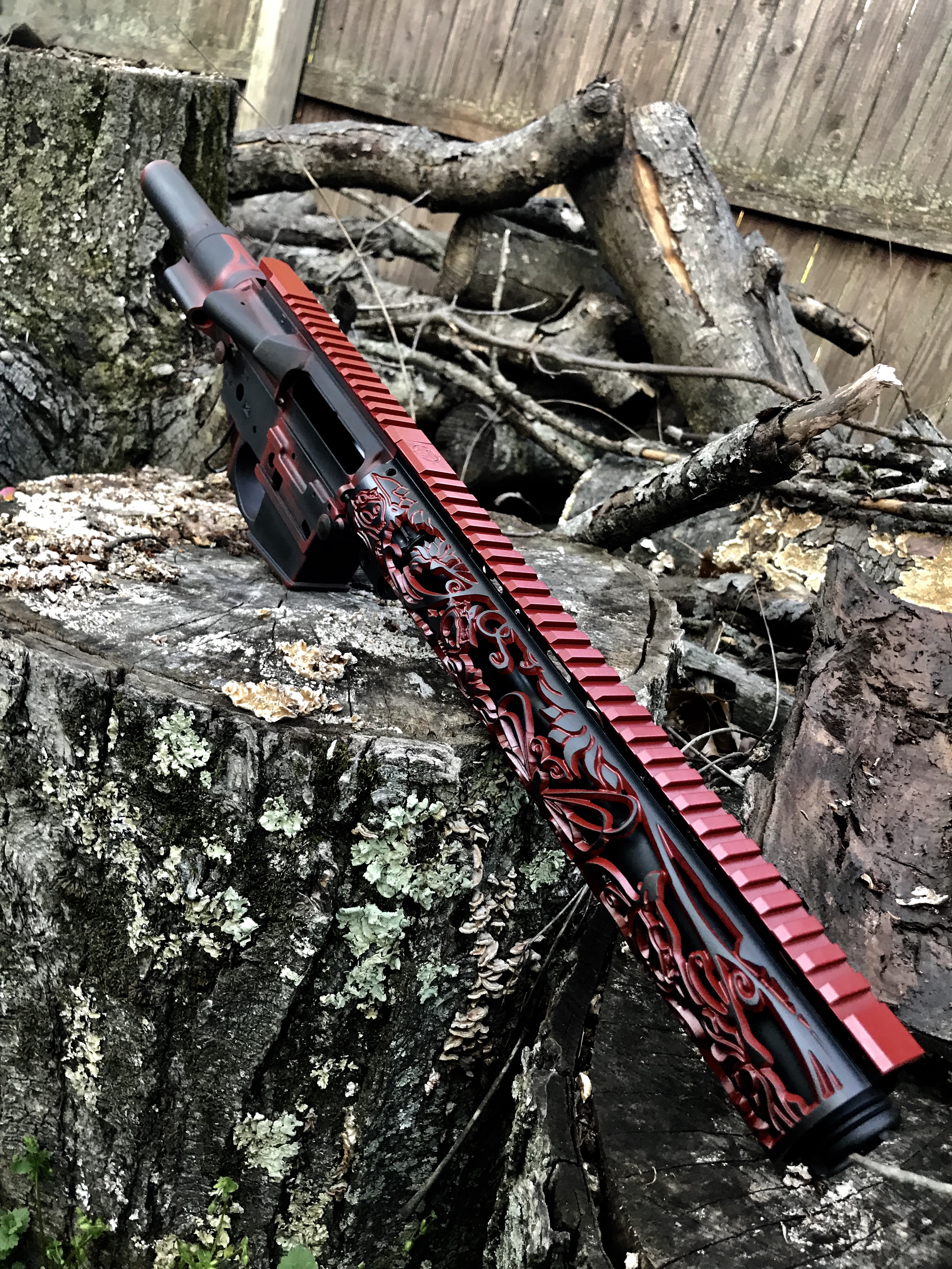 Flower Rifle Unique-ARs Lotus Flower Rifle coated with Crimson and Armor Black ...
