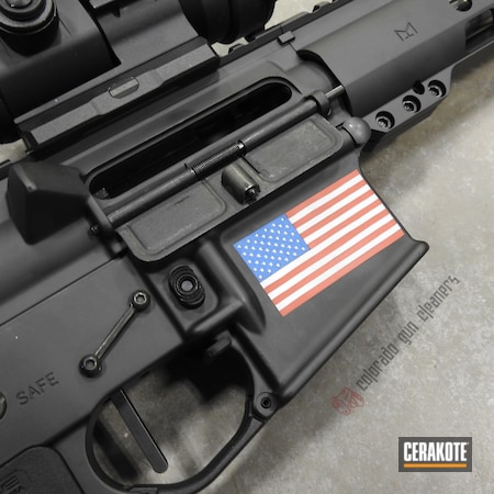 Powder Coating: Graphite Black H-146,AR,NRA Blue H-171,S.H.O.T,Stormtrooper White H-297,.223,Palmetto State Armory,USMC Red H-167,Army Patch,Tactical Rifle,American Flag
