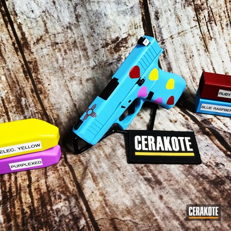 Powder Coating: Glock,BLUE RASPBERRY H-329,PURPLEXED H-332,S.H.O.T,Pistol,Electric Yellow H-166,Glock 43X,RUBY RED H-306