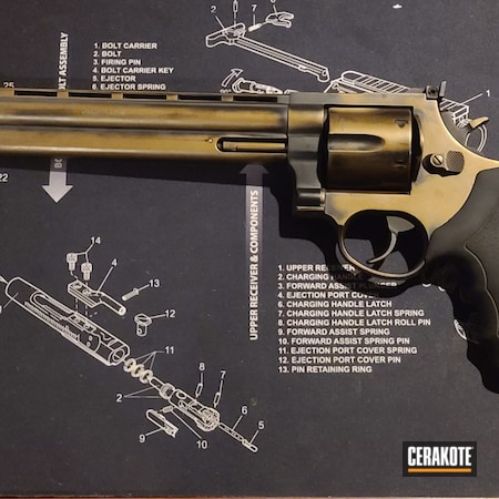 Powder Coating: .44 Magnum,Graphite Black H-146,Distressed,S.H.O.T,Revolver,Taurus,Burnt Bronze H-148