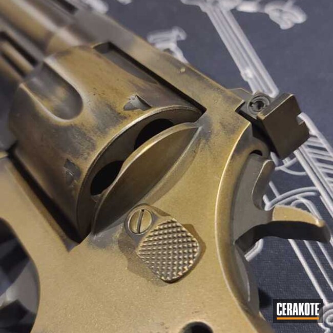 Cerakoted Distressed Revolver .44 Magnum In H-146 And H-148