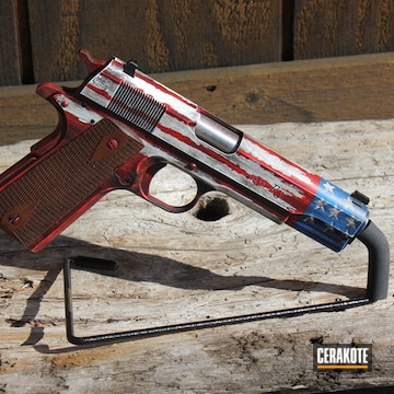 Cerakoted Ruger 1911 American Flag In H-171, H-146, H-297 And H-216