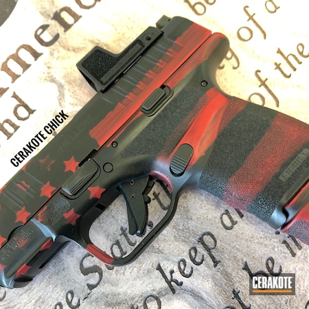 Powder Coating: 9mm,Graphite Black H-146,S.H.O.T,HABANERO RED H-318,Pistol,Red and Black,American Flag,Hellcat