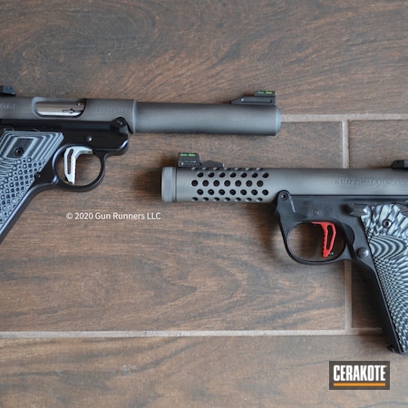 Powder Coating: Graphite Black H-146,S.H.O.T,Pistol,Ruger pistol,.22,Mark VI,#custom,FIREHOUSE RED H-216,Ruger,Titanium H-170