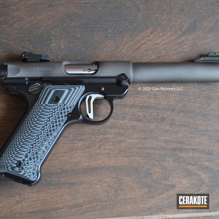 Powder Coating: Graphite Black H-146,S.H.O.T,Pistol,Ruger pistol,.22,Mark VI,#custom,FIREHOUSE RED H-216,Ruger,Titanium H-170