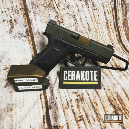Powder Coating: Glock,S.H.O.T,Pistol,Glock 43X,O.D. Green H-236,Burnt Bronze H-148
