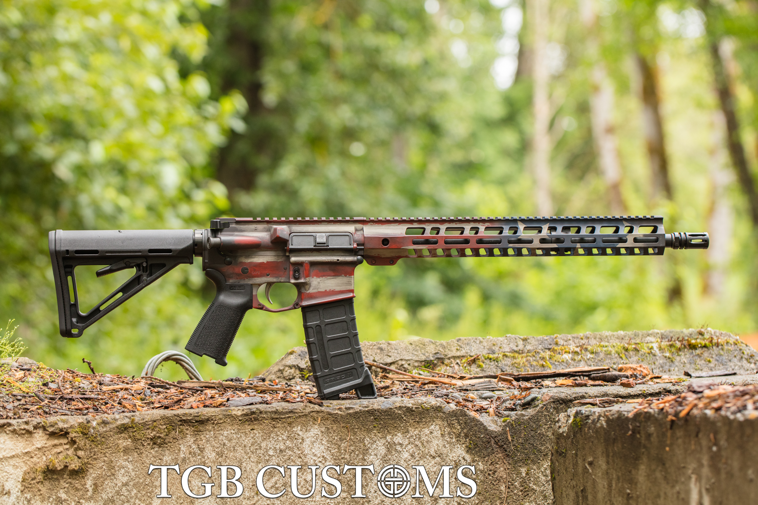 Distressed Rifles Distressed American Flag AR-15 finished in H-221, H-127, H-190 and H ...