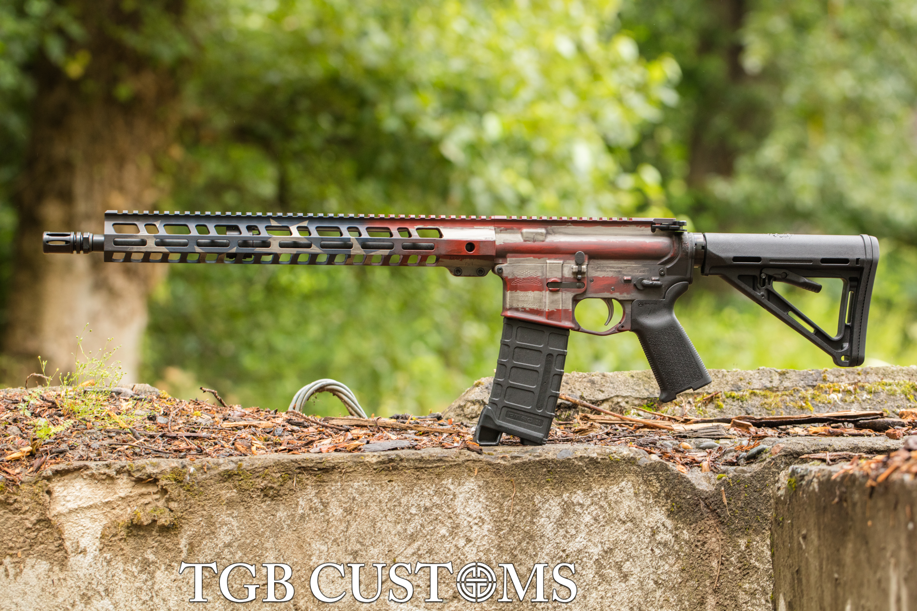 Distressed Rifles Distressed American Flag AR-15 finished in H-221, H-127, H-190 and H ...