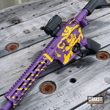 Cerakoted Lsu Themed Ar-15 In H-144 And H-217