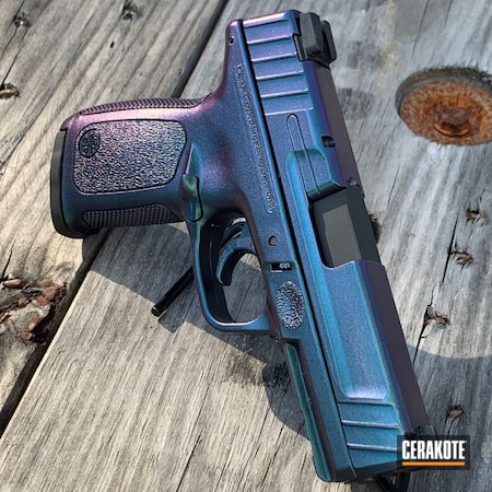 Powder Coating: GunCandy Chameleon,Graphite Black H-146,Smith & Wesson,S.H.O.T,Pistol,SD9VE,.40,Chameleon