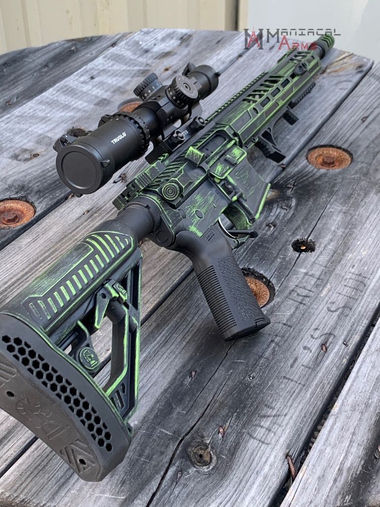 Distressed Rifles Two Tone Distressed AR Rifle in Zombie Green and Graphite Black | Cerakote