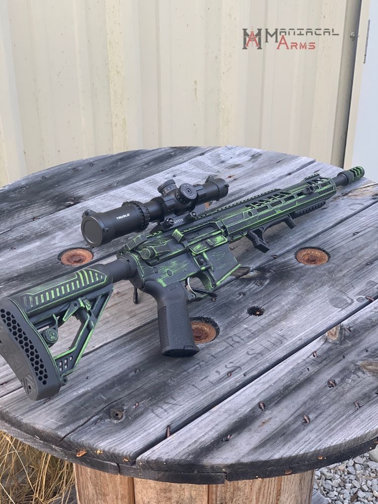 Distressed Rifles Two Tone Distressed AR Rifle in Zombie Green and Graphite Black | Cerakote