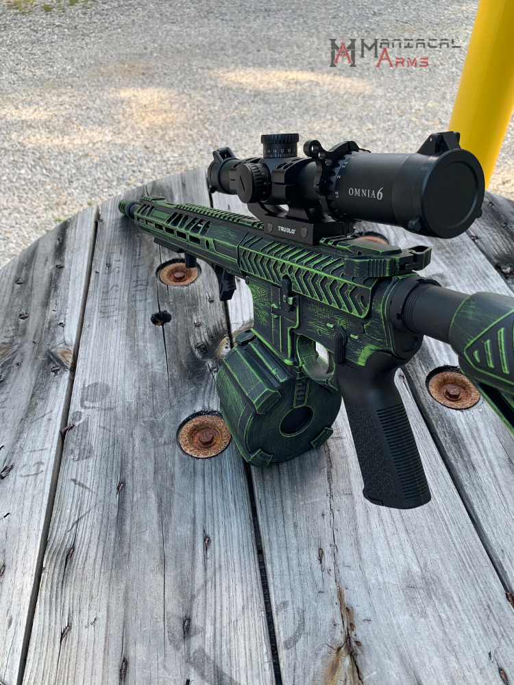 Distressed Rifles Two Tone Distressed AR Rifle in Zombie Green and Graphite Black | Cerakote
