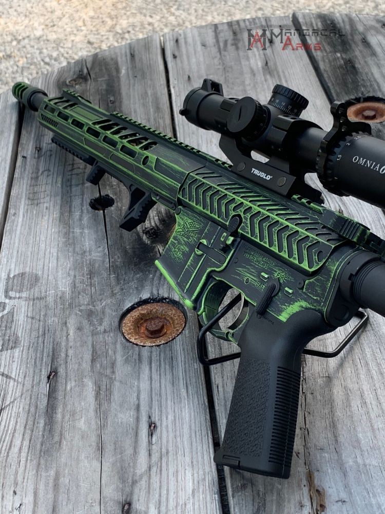 Distressed Rifles Two Tone Distressed AR Rifle in Zombie Green and Graphite Black | Cerakote
