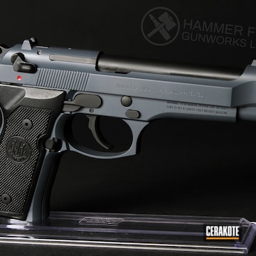 Cerakoted Two Toned Beretta Handgun In H-146 And H-345