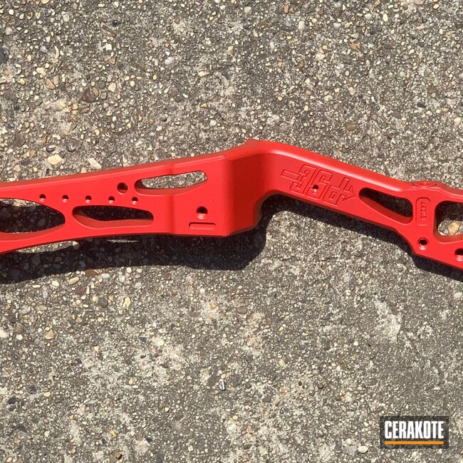 Refinished Bow Riser in USMC Red | Cerakote