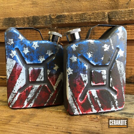 Powder Coating: Bright White H-140,Flask,USMC Red H-167,America,American Flag,Tungsten H-237,Lifestyle,Burnt Bronze H-148,More Than Guns,Sky Blue H-169,drinking