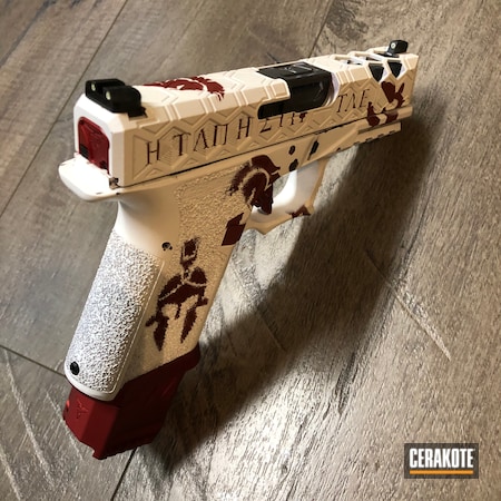 Powder Coating: 9mm,Crimson H-221,S.H.O.T,Pistol,Stormtrooper White H-297,Glock 19,Polymer80,MATTE ARMOR CLEAR H-301