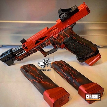 Cerakoted Lightning Bolt Themed Glock Handgun In H-167 And H-146