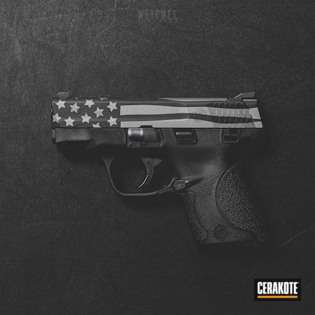 Powder Coating: Graphite Black H-146,Smith & Wesson,S.H.O.T,Pistol,American Flag,Tungsten H-237