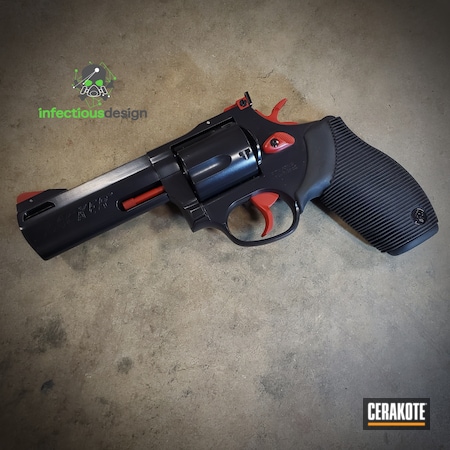 Powder Coating: Two Tone,BLACKOUT E-100,S.H.O.T,Revolver,RUBY RED H-306,44 Magnum,Taurus