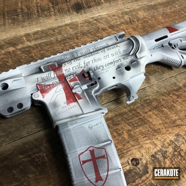 Cerakoted Crusader Themed Ar In H-140, H-221 And H-227