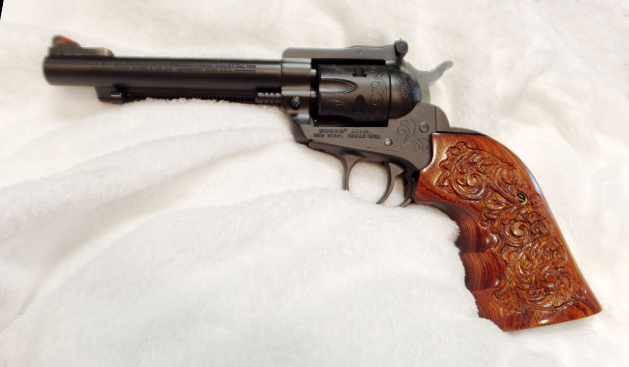 Hand Engraved Revolver in Graphite Black | Cerakote