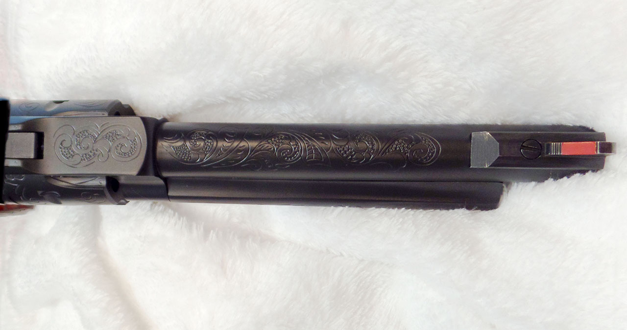 Hand Engraved Revolver in Graphite Black | Cerakote