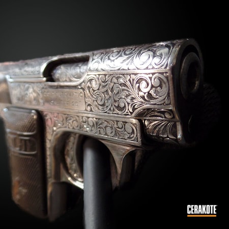 Powder Coating: Armor Black C-192,S.H.O.T,Hand Engraved,Pistol,Engraving Refinish,25 auto,Colt,Restoration,Antique