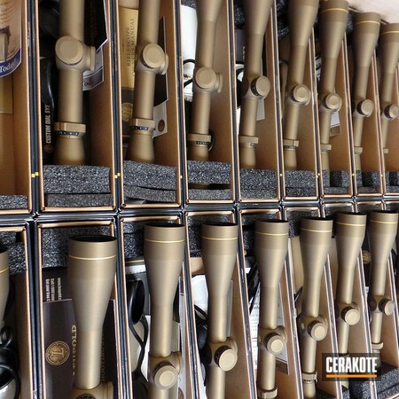 Powder Coating: Browning X-Bolt,Commercial,S.H.O.T,Leupold,Batch Work,Weatherby Vanguard,Christensen Arms,Scopes,Scope,Factory Finish,Large Batch,Ruger American Rifle,Burnt Bronze H-148,Burnt Bronze Scopes
