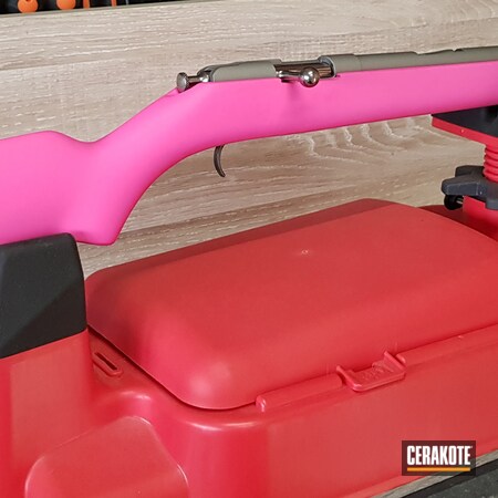 Powder Coating: Firearm,S.H.O.T,22lr,Bolt Action Rifle,Titanium H-170,Prison Pink H-141