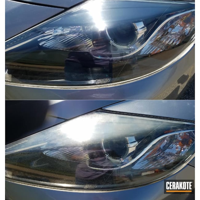 Before and After Headlight Restoration with Cerakote Headlight Kit