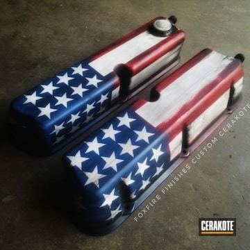 Cerakoted American Flag Ford 5.0 Valve Covers