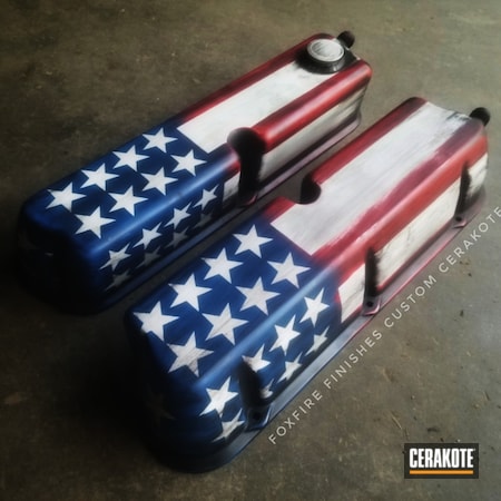 Powder Coating: Graphite Black H-146,NRA Blue H-171,Stormtrooper White H-297,Manifold,USMC Red H-167,American Flag,Automotive,Valve Covers,Mustang,More Than Guns,Ford