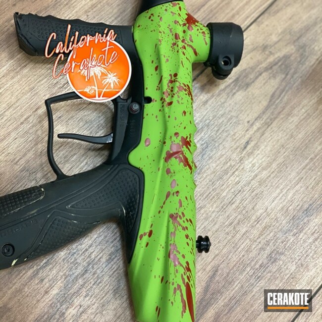 Cerakoted Bloodsplatter Themed Paintball Marker In H-168 And H-167