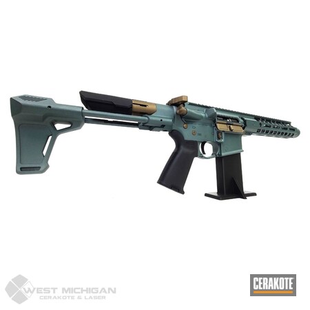 Powder Coating: Firearm,AR,CHARCOAL GREEN H-338,S.H.O.T,Gold H-122,Firearms,Tactical Rifle,Burnt Bronze H-148