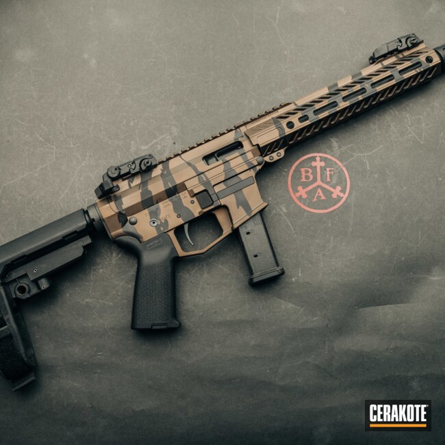 Cerakoted Angstadt Arms 9mm Pcc Stripe Camo In H-190 And H-294