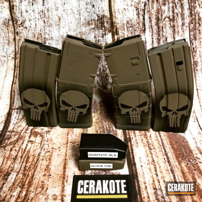 Cerakoted Punisher Themed Pmags In H-146 And H-261