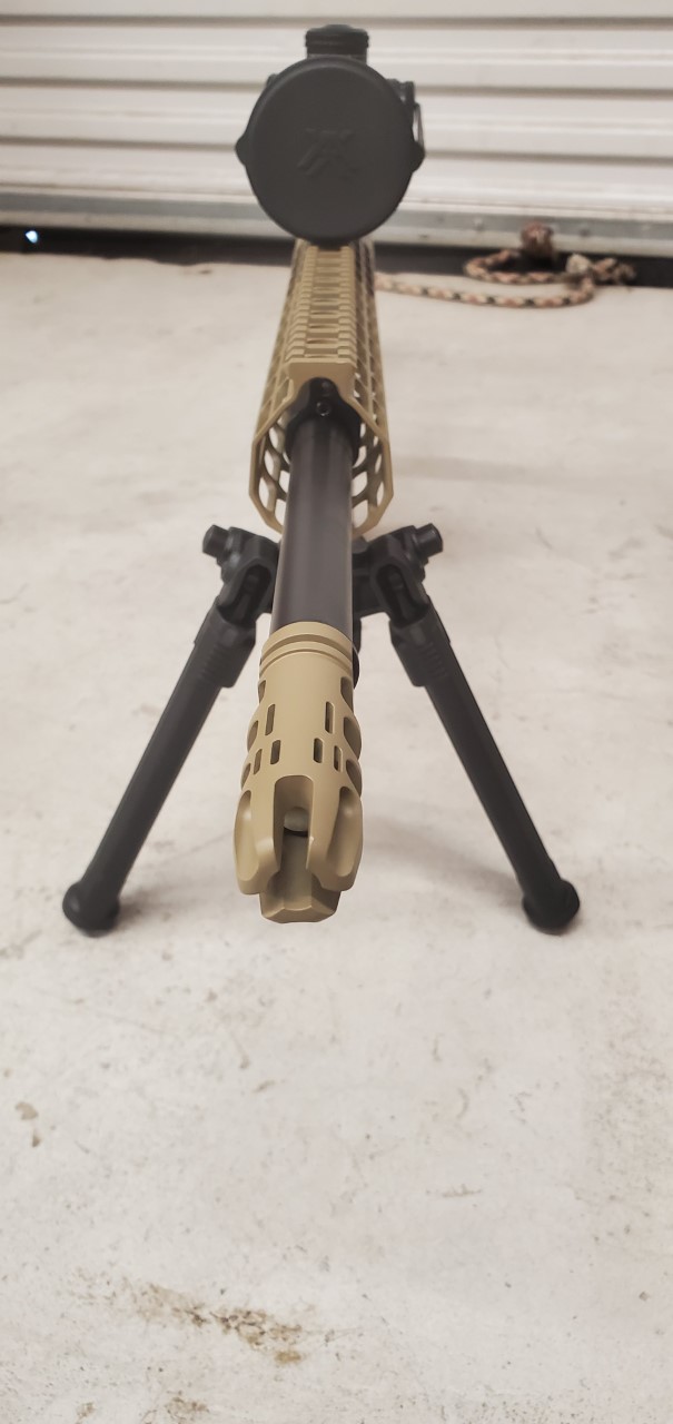 Custom AR 10 Rifle with Graphite Black and Coyote Tan | Cerakote