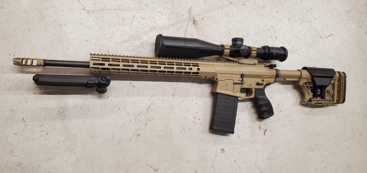 Custom AR 10 Rifle with Graphite Black and Coyote Tan | Cerakote