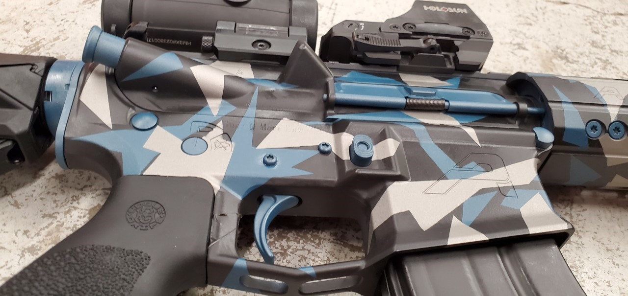 Aero Precision Urban Splinter Camo in Titanium, Graphite Black and Blue ...